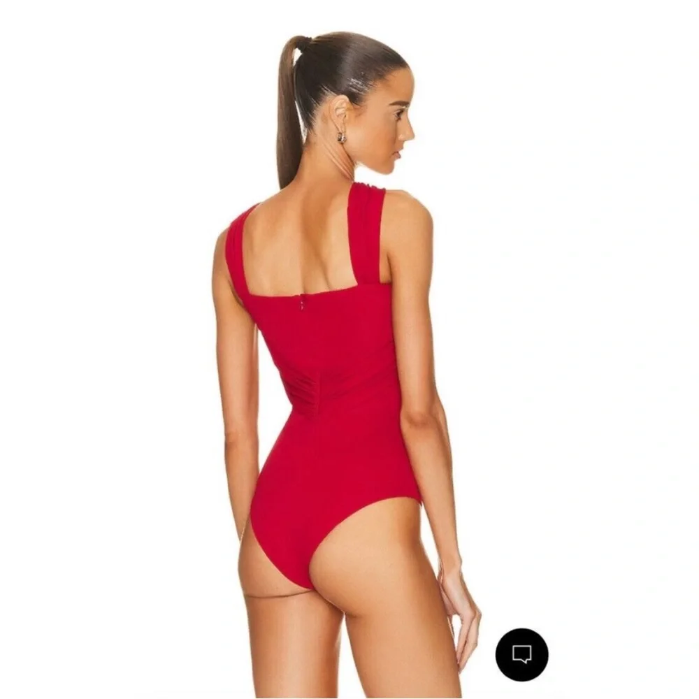 Magda Butrym Red bodysuit Top with Crisscross Design - Picture 3 of 5